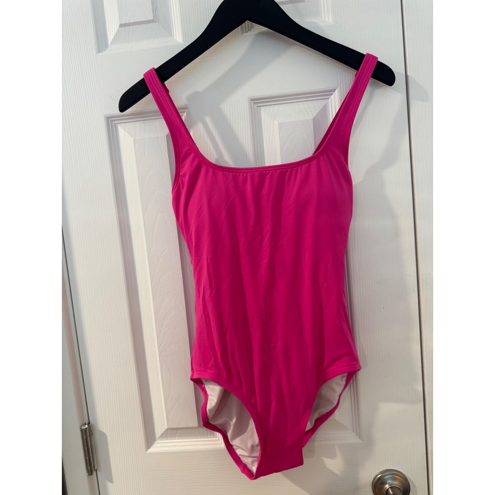Michael Kors Hot Pink Lattice Back One Piece Swimsuit Size 6 Pink Gold Logo